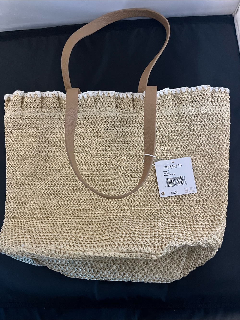 Shiraleah Beige Woven Tote with Tan Handles
